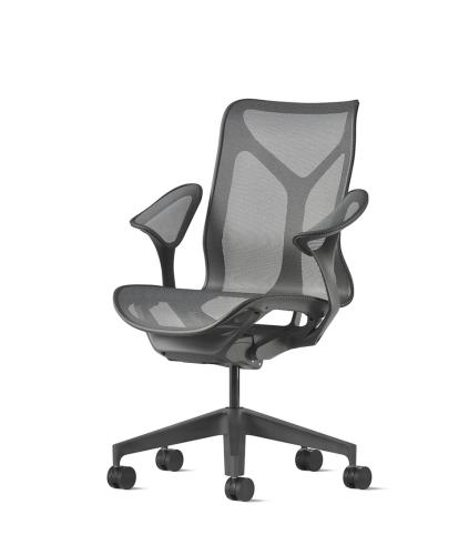Кресло Herman Miller Cosm, средняя спинка, цвет Carbon, подлокотники «лепестки» (Leaf)