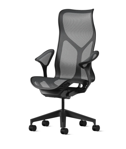 Кресло Herman Miller Cosm, высокая спинка, цвет Graphite, подлокотники «лепестки» (Leaf)
