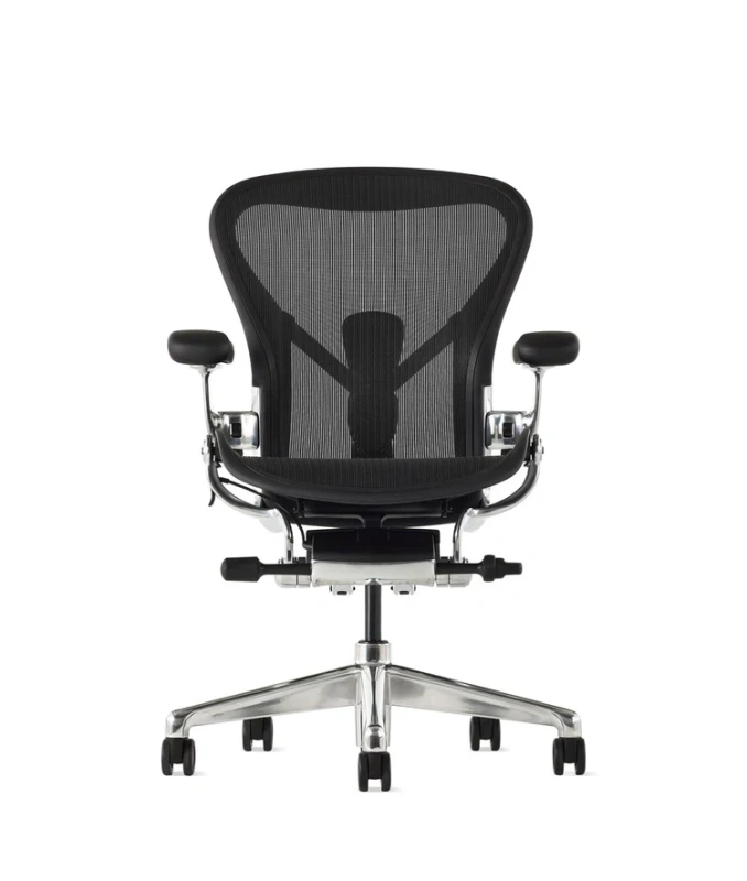 Кресло Herman Miller Aeron Black Onyx / Polished Aluminum, размер A