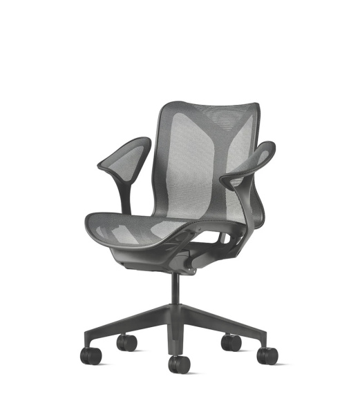 Кресло Herman Miller Cosm, низкая спинка, цвет Carbon, подлокотники «лепестки» (Leaf)