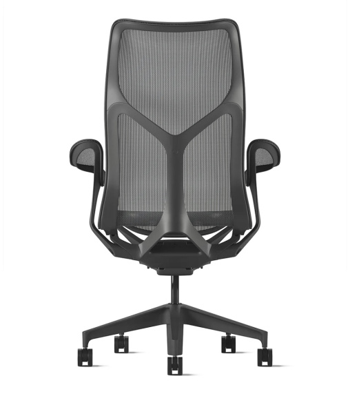 Кресло Herman Miller Cosm, высокая спинка, цвет Carbon, подлокотники «лепестки» (Leaf)