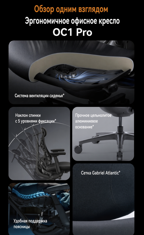 Кресло LiberNovo OC1 PRO Midnight Black, 48 см