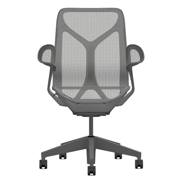 Кресло Herman Miller Cosm, средняя спинка, цвет Carbon, подлокотники «лепестки» (Leaf)